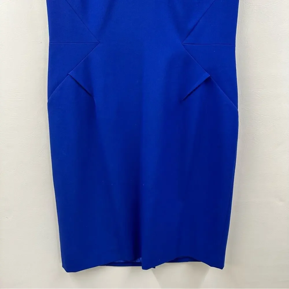 Calvin Klein Sheath Dress V‎ Neck Back Zip Cap Sleeve Blue Career Size 10